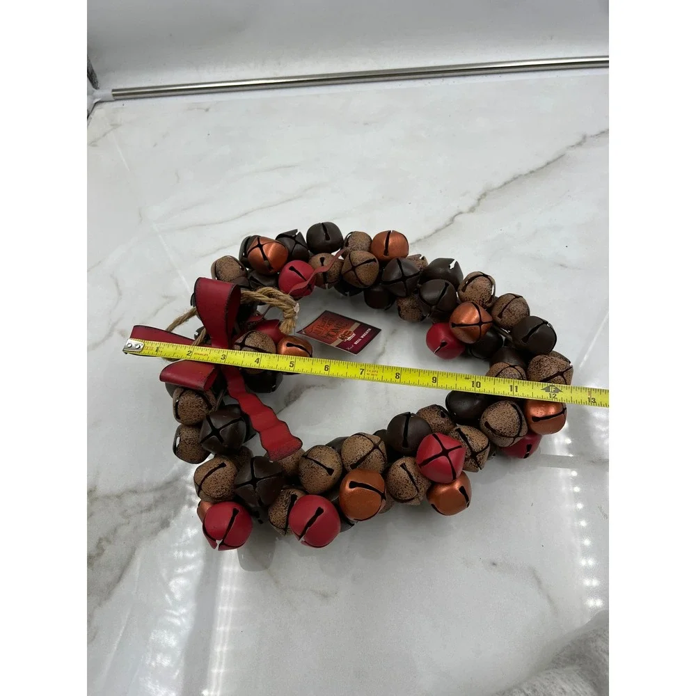 Cracker Barrel Heart Bell Wreath All Hearts Come Home Red Brown Copper Rustic